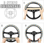 Fox Rainbow Love Steering Wheel Covers Anti-Slip Elasticity Car Accessories Steering Wheel Protector Universal 15 Inch for Cars SUV Vehicle Truck