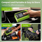 Tire Inflator Portable Air Compressor Cordless, LED Digital Display & Auto Shut-Off, 5 Modes, 150 PSI Air Pump for Car, Balls, Bike, Motorcycle, with Pressure Gauge & Accessories Included, Green