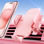 Pink Phone Holder for Your Car [ Sturdy & Secure ] Air Vent Phone Mount for Car Hands Free Easy Clamp Cradle in Vehicle for iPhone Samsung Android Smartphone, Pink Car Accessories