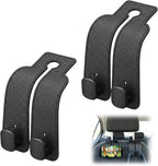 Headrest Hooks for Car, Car Seat Hooks for Headrest, Seat Back Storage Hook, Twinhook Leather Car Headrest Hangers, Seat Back Universal Fit Storage Organizer for Purses and Bags Cute (2, Black)