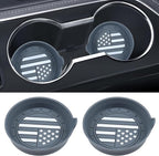 Car Cup Coaster Universal Non-Slip Silicone Cup Holder Insert Car Interior Accessories for Drink American Flag US Flag 2 Pack Grey