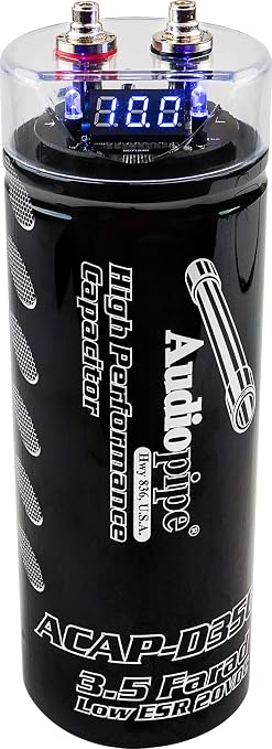 ACAP-D3500 Car Audio 24 Volt Surge Power 3.5 Farad Capacitor Kit for Car Stereo Amplifier with Digital Display and Electronic Protection, Black (3.5 Farad)