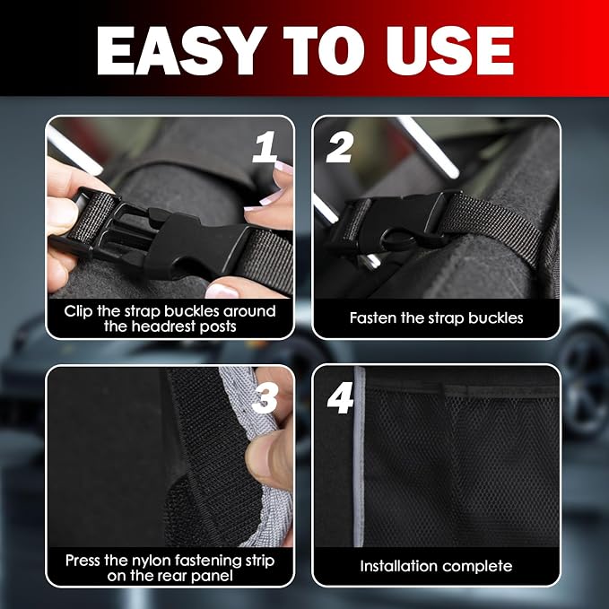 Hanging Trunk Organizer,Large Capacity SUV Trunk Organizer for Storing Umbrellas/Phones/Handbags,Universal Space Saving Car Trunks Storage Organizers with Adjustable Straps