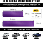 4 PCS Car Door Sill Protectors, Anti Scratch Carbon Fiber Auto Threshold Cover Strips, Decorative Door Entry Edge Scuff Sticker Universal for Most Vehicles, Car Accessories (Purple 3D)