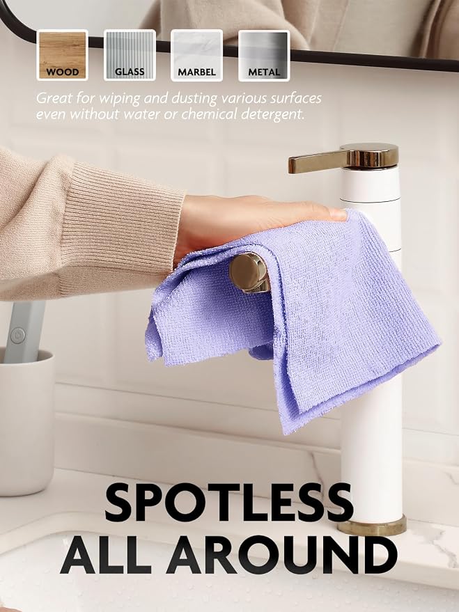 Microfiber Cleaning Cloth Rolls - 150 Sheets (Pink, Lavender) | 12'' by 12'', Super Absorbent, Lint-free, Tear-away Microfiber Towel Roll, for All-Purpose Cleaning