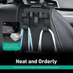 2 PCS Car Headrest Hooks, Multi-functional Seat Back Hanger for Phone & Bag & Umbrella, ABS Load Capacity Hidden Hanging Hook, Interior Organizer for Most Vehicles (Black)