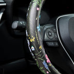 Multicolor Wildflower Steering Wheel Cover Auto Jacquard Steering Wheel Protector, Anti-Slip, Breathable, Absorbing Sweat, Universal Car Accessories 14.5–15 inch,Fit for Most Car, Trucks, SUV