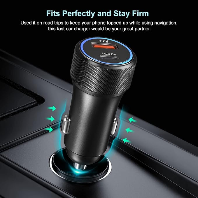 USB C Car Charger 5 Pack, 36W Dual Port PD&QC 3.0 Fast Charging 12V USB Car Charger Cigarette Lighter Adapter Plug for iPhone 15 14 13 12 11 Pro Max SE,iPad,Samsung,Pixel(Black)