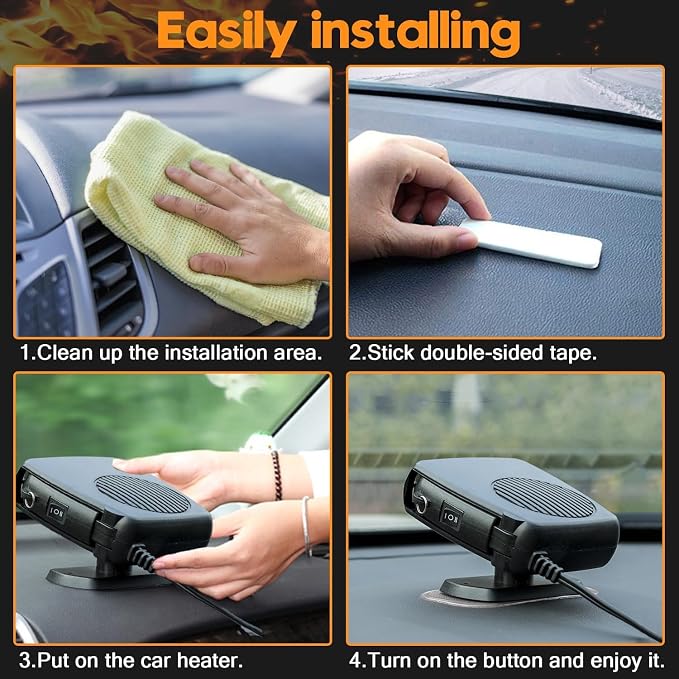 Portable 12V 150W Car Cooler Heater Fan, Plug-in Cigarette Lighter 2-in-1 Cooling & Heating Auto Fan, Summer Rapid Vehicle Interior Cool Down, Winter Windshield Defroster Defogger