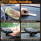 Portable 12V 150W Car Cooler Heater Fan, Plug-in Cigarette Lighter 2-in-1 Cooling & Heating Auto Fan, Summer Rapid Vehicle Interior Cool Down, Winter Windshield Defroster Defogger