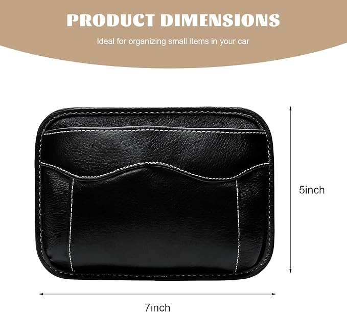 Car Seat Side Pocket Organizer, Multifunctional Auto Console Door Window Side Pocket Seats Storage Pouch, Leather Seat Gap Filler Organizer Pen Phone Holder for Most Vehicles (Black)
