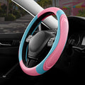 Car Steering Wheel Cover - Microfiber Leather Steering Wheel Wrap Sports 14.5-15 Inch Steering Wheel Cover Non-Slip for Men Women Pink & Blue Color