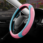 Car Steering Wheel Cover - Microfiber Leather Steering Wheel Wrap Sports 14.5-15 Inch Steering Wheel Cover Non-Slip for Men Women Pink & Blue Color