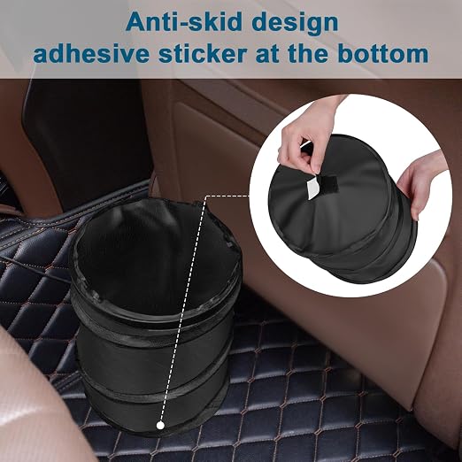 Car Trash Can, 2 Packs 2.6 Gallons Collapsible Car Garbage Can | Pop-Up Trash Can for Car Front Back Seat, Portable Car Trash Bag Hanging for Vehicle SUV Rv Truck Accessories Interior, Black
