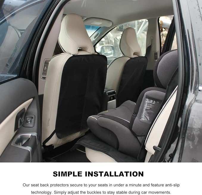 2 PCS Kick Mats Backseat Protector, Large Protective Kick Mat Waterproof Car Back Seat Cover, Universal Back Seat Protector for Vehicles Protect from Dirt Mud Scratches