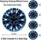 Hubcap Wheel Cover Replacement R16 Hub Caps Universal-Fit Steel Wheel Rim Cover ABS Material Exterior Accessories for Car Truck SUV -Set of 4（16-inch，Blue-Black）