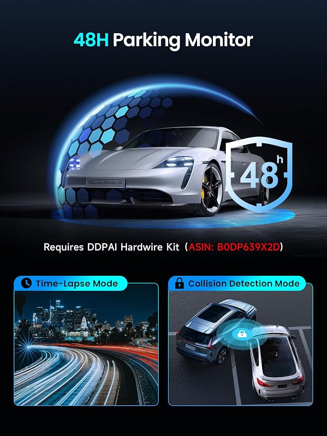 Dash Cam Front and Rear 4K+1080P, Dash Camera for Cars with GPS, 5GHz WiFi 6, AI Night Vision 2.0, 48H Parking Mode, 64GB Card Included, ADAS, Loop Recording, Car Dash Cam, Z50 Pro