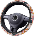 Car Steering Wheel Cover for Women Men, Non-Slip Pink Floral Steering Wheel Protector, Universal 14"-15" Fit for Cars, SUVs, Trucks (Pink Floral)