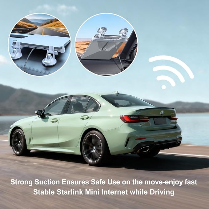Linkoostar for Starlink Mini Mount for Dashboard, for Starlink Mini Car Suction Cup Mount for Dashboard & Windshield Suitable for Most Vehicles and Ensure Stable Satelllite Signal