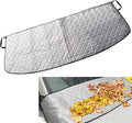 1 PC Car Front Windshield Wiper Snow Cover, 66.9" x 17.7" Dust Frost Protection Cover, Elastic Band + Suction Non-Destructive Installation Accessories, Compatible with Most Models (Silver)