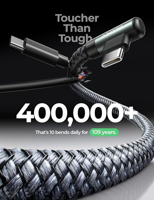 AINOPE USB A to USB C Cable Short 3. 3FT 2-Pack Right Angle Fast Charging & Data Sync Nylon Braided Carplay Android Auto Car Charger Cord for iPhone 17 16 15 Samsung Galaxy iPad Pro Air Android Phones
