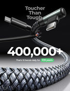 AINOPE USB A to USB C Cable Short 3. 3FT 2-Pack Right Angle Fast Charging & Data Sync Nylon Braided Carplay Android Auto Car Charger Cord for iPhone 17 16 15 Samsung Galaxy iPad Pro Air Android Phones