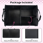 Car Trunk Organizer, 72L Large Capacity Waterproof Auto Storage Organizer with Non-Slip Bottom Strips, Collapsible Cargo Organizer for Suv, Truck, Sedan, Portable Car Accessories for Women Men(Pink)