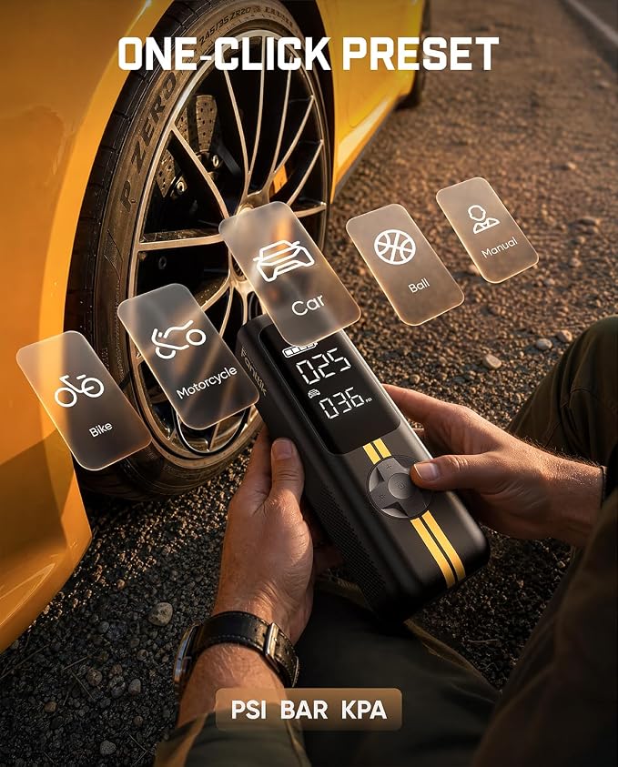 Fanttik X8 APEX Tire Inflator Portable Air Compressor, 1 Min Fast Inflation, 150PSI Cordless Tire Inflator with LED Dual Screen, Handed Inflator for MPV, Car, Bike, Motorcycle, Up to 26.3″ Tires