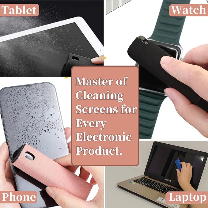 Computer Laptop Phone Screen Cleaner, Touchscreen Cleaning Spray and Wipes Accessories to Remove Fingerprint for MacBook Display iPad iPhone Screens Mac TV - Pink Purple Blue