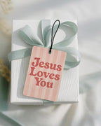 Pink Boho Christian Car Air Freshener 4 Pcs Coconut Scented, Jesus Loves You Car Accessories Mirror Decor, Inspirational Religious Hanging Air Freshener for Cars Closet Drawer Books Kids Room