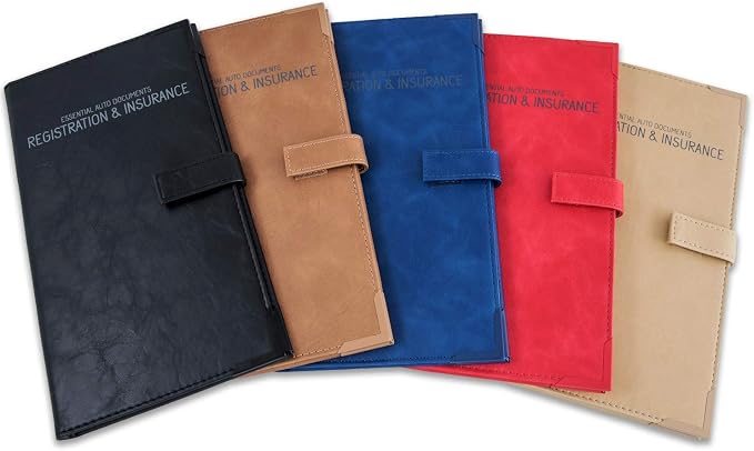 Registration and Insurance Card Holder - Car Organizer - Brown | Vehicle Glove Box Document Organizer, Auto Essential Paperwork Holder for Contact Information Cards, Interior Car Accessories