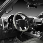 Car Steering Wheel Cover for F-150 Tundra Range Rover 15.5-16 inch, Black and Gray Microfiber Leather