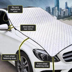 Half Car Cover, Winter Anti-freeze Snow Shield for Windshield Hood, Thicken Foldable Outdoor Protector with Windproof Fastening Strap, All-season Anti-scratch Cloth for Cars (Silver)