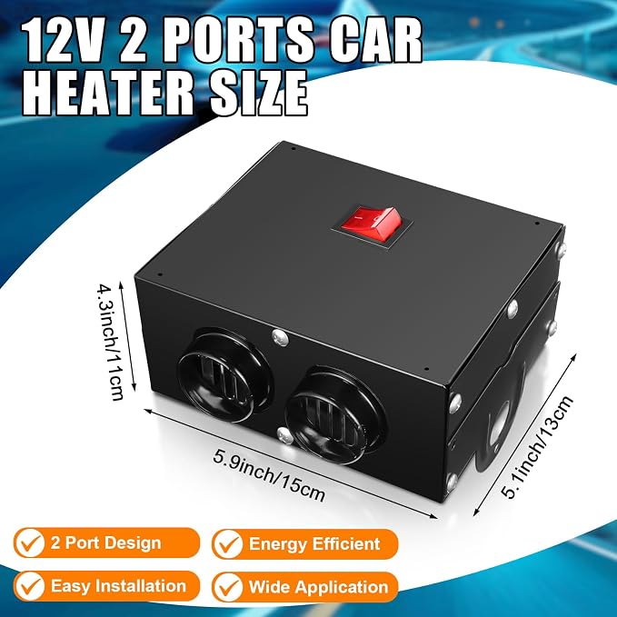 500w Car Heater 12 Volt Camping Heaters Kit Car Camping Windshield Window Defogger Defroster for Winter Automobile Windscreen Camper(12v)