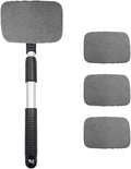 Car Windshield Cleaner Tool, Detachable Car Window Cleaner with Aluminum Extendable Handle & 2 Reusable Cloth Pads, Washable Vehicle Windshield Cleaning Wand for Exterior (Gray)