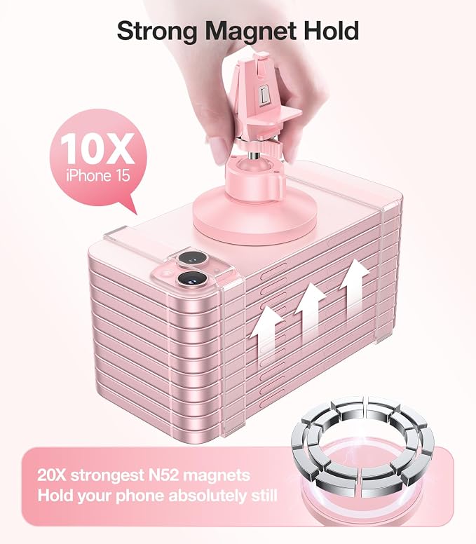 for MagSafe Car Mount [Upgraded Strongest Magnet Power] Magnetic Phone Holder for Car Vent 360 Adjustable Magnetic Car Phone Holder Mount for iPhone 15 14 13 12 Pro Max Plus Mini, Pink