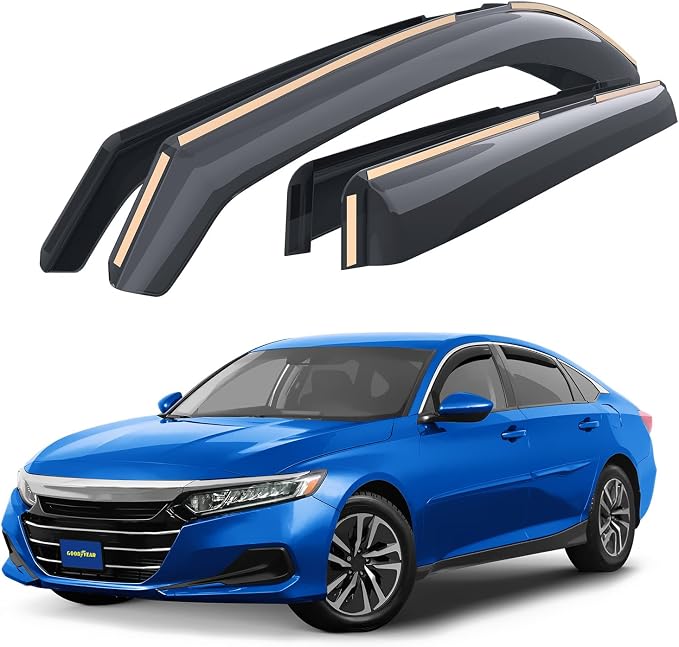 Goodyear Shatterproof in-Channel Window Deflectors for Honda Accord 2018-2022, Rain Guards, Window Visors for Cars, Vent Deflector, Car Accessories, 4 pcs - GY008183