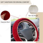 Fuzzy Steering Wheel Cover, 15 inch Soft Wool Fur Steering Wheel Protector, Fluffy Wheel Covers for Winter Warm, Car Interior Decoration Accessories for Women Men (Wine Red)