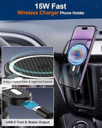 PZK Magnetic Car Phone Holder for Toyota RAV4 2013-2018 Accessories Vent | Magnetic 15W Fast Wireless Charger Car Phone Mount with Magsafe Hands Free 360° Rotation Cell Phone Automobile Cradles
