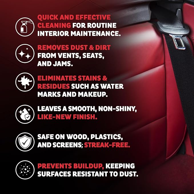Interior Car Cleaner Detailer Spray, NeverDust® Technology, 4 x 20 oz | Repels Dust, Wipes Oil, Residue with Matte Finish for Leather, Dash, Trim & Screens, Safe on All Surfaces