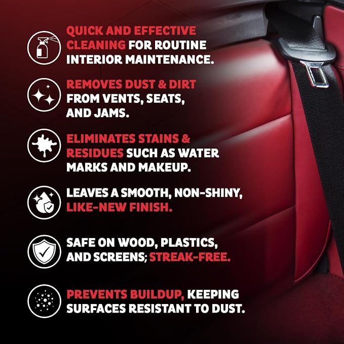 Interior Car Cleaner Detailer Spray, NeverDust® Technology, 20 oz | Repels Dust, Wipes Oil, Residue with Matte Finish for Leather, Dash, Trim & Screens, Safe on All Surfaces