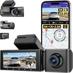 3 Channel Dash Cam Front and Rear Inside, 4K+1080P+2.5K ADAS Dash Cam, 3.19'' IPS Car Camera, 5.8G WiFi GPS Dash Cam for Cars, Voice Control, Night Vision, 24/7 Parking Mode, 64GB Card M550 Pro