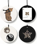 Funky Leopard Orange Car Air Freshener 4 Pcs, Coquette Cheetah Print Star 8 Ball Round Hanging Air Freshener for Cars Closet Drawer Books, Girly Y2k Car Accessories Mirror Decor for Women