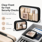 Clear TSA Approved Toiletry Bag - 3-Pack (Large, Small & Mini) Clear Makeup Cosmetic Bag with Zipper, Quart Size Travel Essential Organizer for Women, Car Bag Organizer & Car Organization Essentials