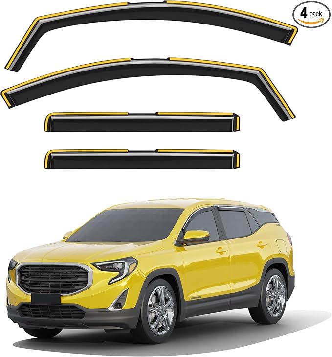 in-Channel Window Rain Guards Fit for GMC Terrain 2018-2024 Extra Durable Rain Guards Window Deflectors Visors Vent Visors Vent Shades Car Accessories - 4 pcs