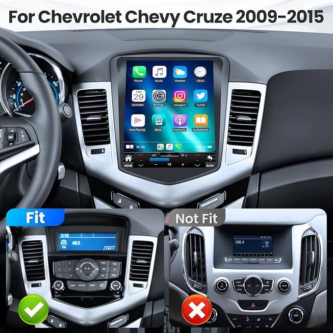 Car Radio for Chevy Cruze 2009-2015: 10.4 InchTouch Screen Car Stereo Wireless Carplay Andriod Auto Mirror Link Bluetooth 5.0 5GWiFi Backup Camera GPS FM SWC