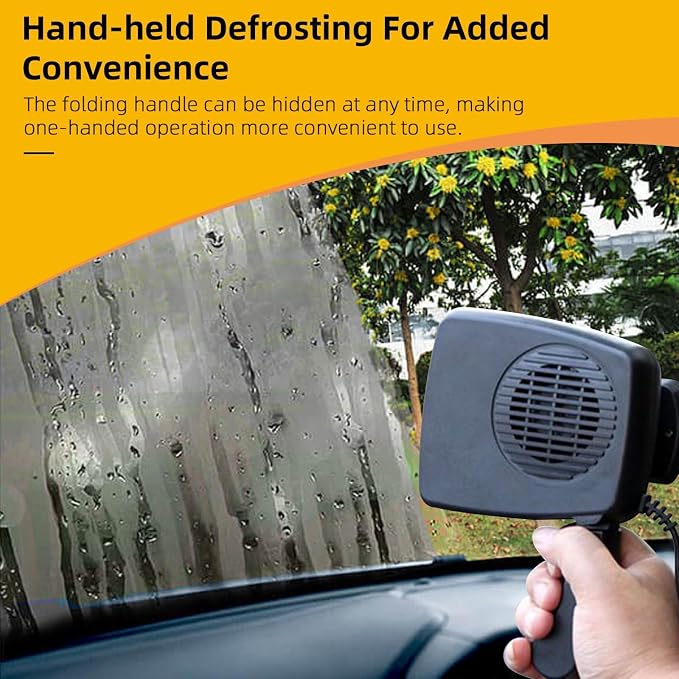 12V 200W Portable Car Heater & Windshield Defroster – 2-in-1 Fast Heating & Cooling Fan with 360° Rotatable Base, Plug In Cigarette Lighter Car Heaters for Vehicle, Car, SUV, Truck & RV