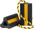 Heavy Duty Rubber Wheel Chocks, 1 Pair, 8.3" L x 4.4" W x 4" H, Non-Slip Tire Stopper Blocks with Rope, for RV Camper Travel Trailers Motorhome Aircraft Car Truck