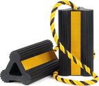 Heavy Duty Rubber Wheel Chocks, 1 Pair, 8.3" L x 4.4" W x 4" H, Non-Slip Tire Stopper Blocks with Rope, for RV Camper Travel Trailers Motorhome Aircraft Car Truck