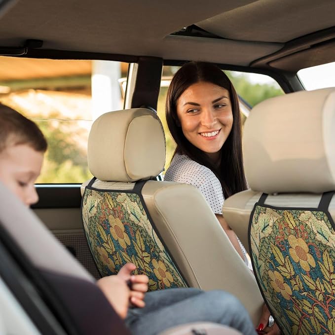 William Morris Vintage Floral Car Seat Back Kick Protectors Kick Mats With Storage Pockets For Vehicles To Protect From Dirt Mud Scratches 2 Pack